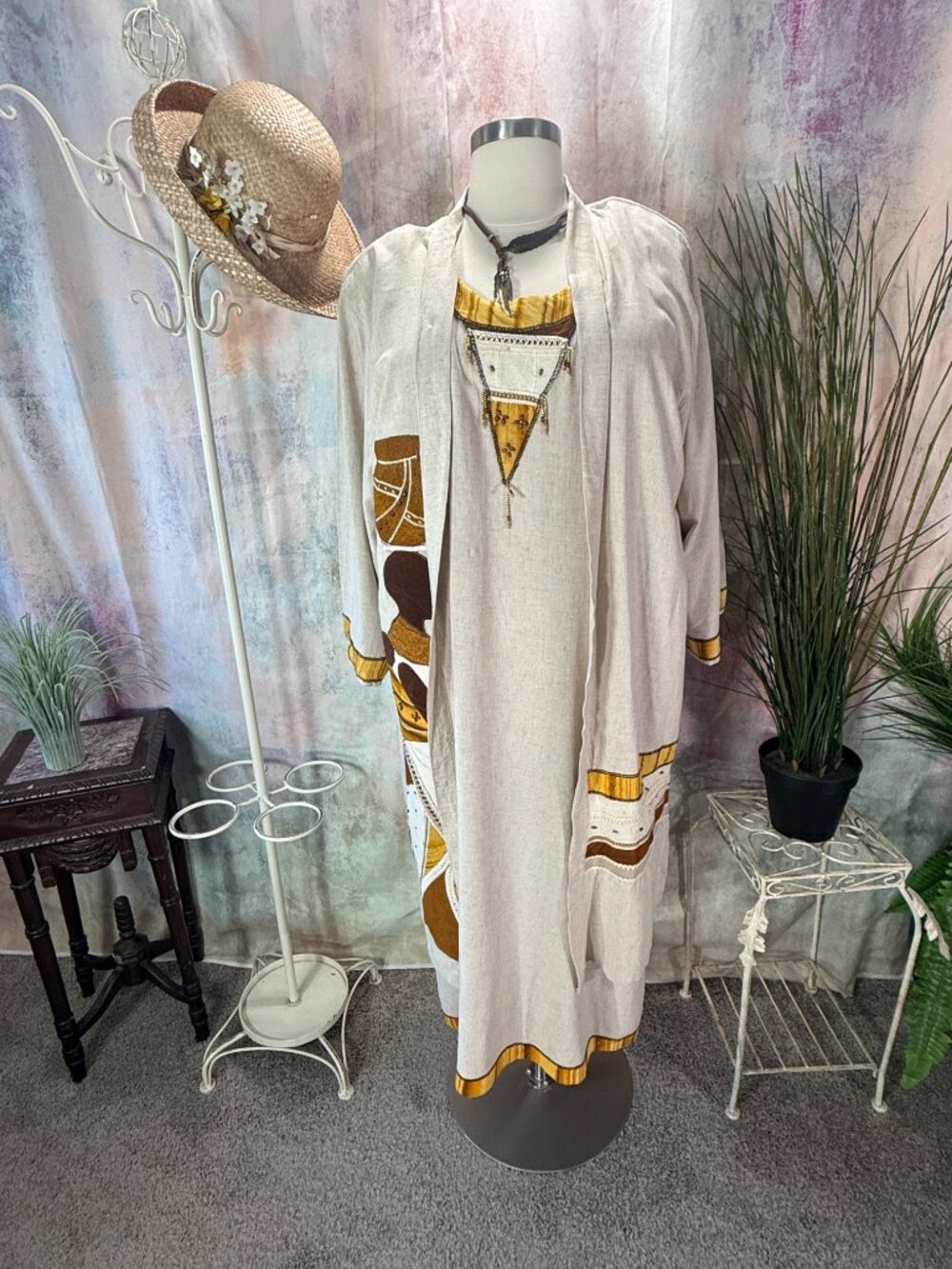 📌Freestyle Two-Piece Linen-Cotton Sleeveless Dress & Matching Coat - Picture 8 of 15